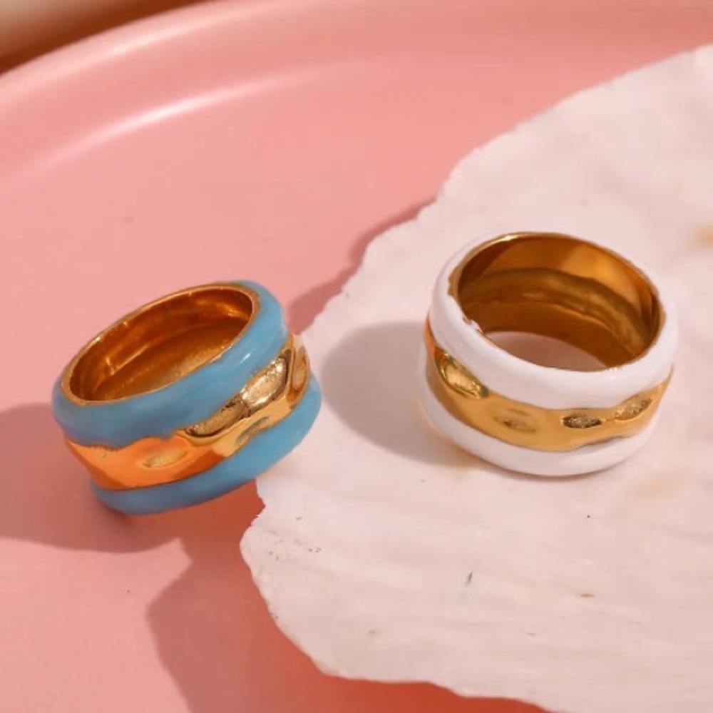 SALE!!! Anthropologie Vintage Style Blue 18k Gold Plated Ring Size 7